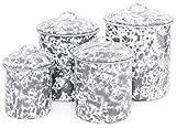 Enamelware 4 Piece Canister Set - Grey Marble