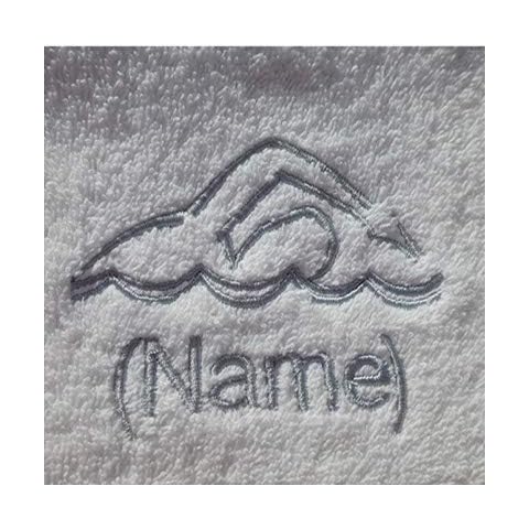EFY SWIMMING design embroidered onto a HAND TOWEL, BATH TOWEL or BATH SHEET and personalised with a NAME (Bath Towel) Cover