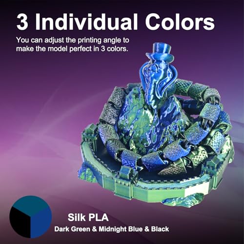 Image of ERYONE Silk Tri Color PLA Filament 3D Printer 1.75mm + /- 0.03mm, Multicolor Filament Tricolor PLA 1KG(2.2lbs) Cardboard Spool, Dark Green & Midnight Blue & Black
