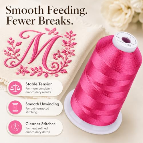 Image of Simthread Embroidery Machine Thread 5000M 40WT Polyester, Passion Pink S078 | 5000M 40WT polyester thread feeds smoothly for home or commercial embroidery projects.