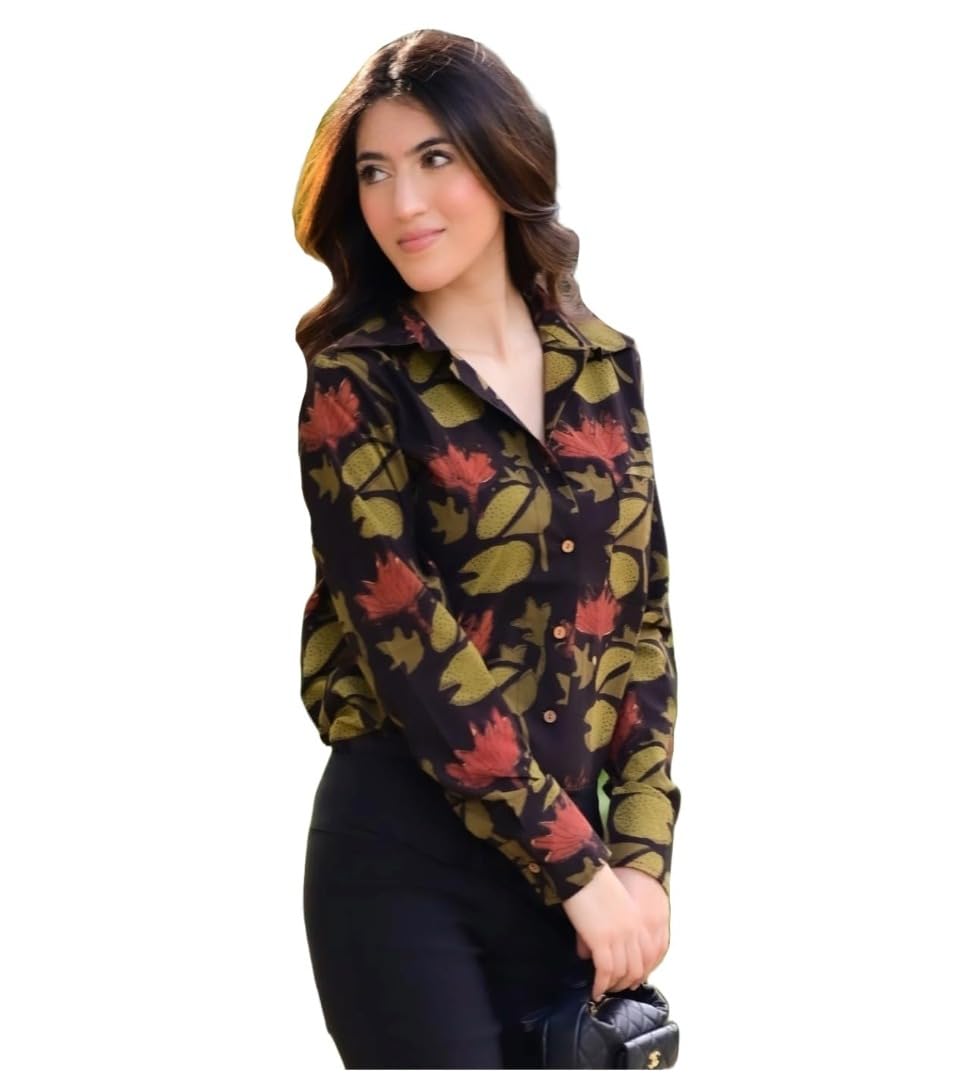 GoSriKi Shirt for Women's | Women Shirt | Shirt Tops for Women | Regular Fit Shirt|Formal Shirts for Women|Party Western Shirts for Women Stylish|Fancy Shirts for Women|Printed Shirts. in multi