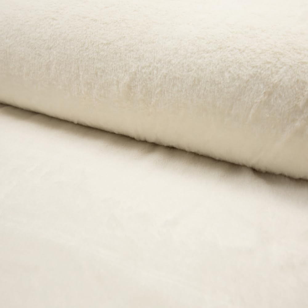 Fabrics-City écru tissu en fausse fourrure de lapin premium, imitation molle, idéale pour vêtements, accessoires et décoration, vente au mètre à partir 2m, 4577