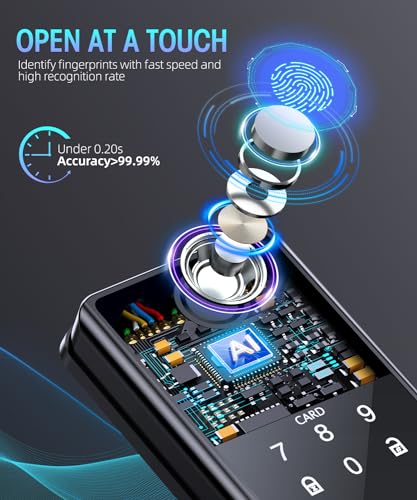 Keyless Entry Fingerprint Door Lock - Smart Deadbolt Lock for Front Door with Keypad - Electronic Lock with APP - Biometric Digital Lock with Code - Auto Lock - Thumbnail 2