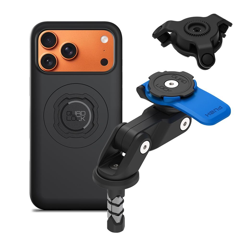 Quad Lock Support Téléphone pour Fourche de Moto avec Amortisseur de Vibrations et Coque MAG pour iPhone 17 Pro Max
