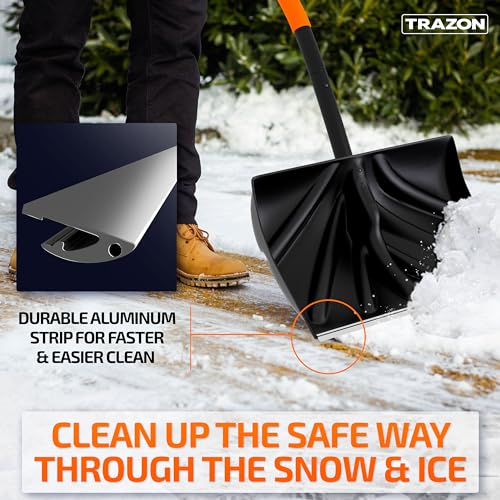 Snow Shovel Heavy Duty for Driveway with Ergonomic Handle to Use Without Backpain for Home Garage Car - Snow Shovel with 18 Inch Blade Large Capacity and 58 Inch Long Ergonomic Handle (Black) - Image 4