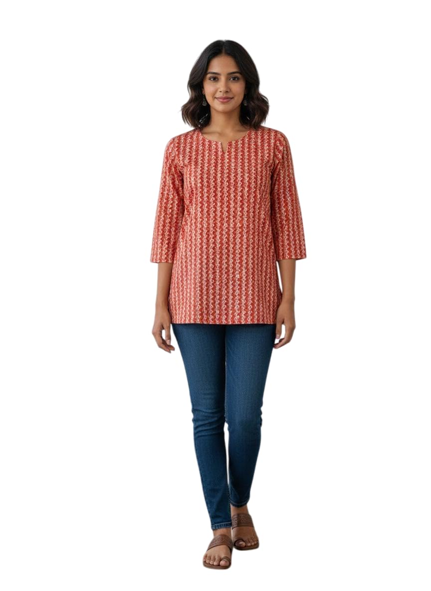 Red Short Cotton Kurti for Women & Girls – Stylish Casual Kurta Top Ideal for Office, College, Casual outings-image-28