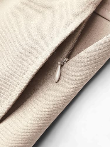 CIDER Dress Pants Women Mid Rise Belted Pocket Pleated Wide Leg Trousers3