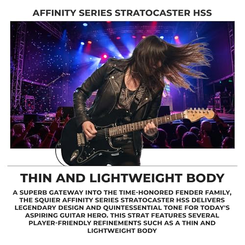 Image of Fender Squier Affinity Series HSS Stratocaster with Laurel Fingerboard- Metallic Black