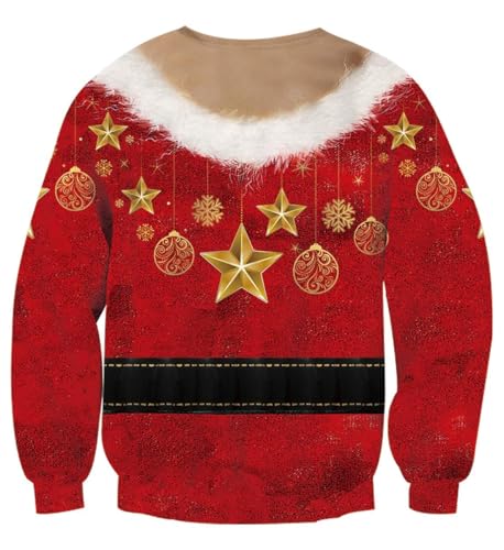 Idgreatim Unisex Ugly Christmas Crewneck Sweatshirt Novelty 3D Graphic Long Sleeve Sweater Shirt
