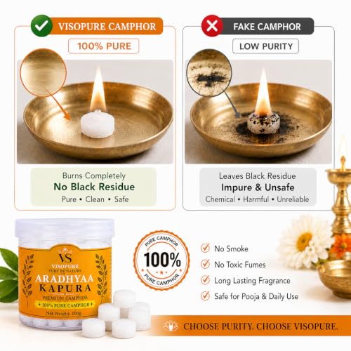 Image of Aradhyaa Camphor Tablet 100g Jar - Pack of 1 | 100% Pure | for Puja, Festivals & Other Religious Ritual | No Dangerous Chemicals | Leaves No Residue Or Ash