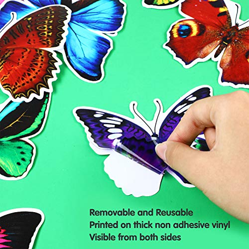 Image of Outus 40 Pieces Butterfly Window Stickers for Glass Butterfly Window Clings Anti-Collision Windows Decals Spring Decor to Prevent People and Bird Strikes on Windows Glass Stickers Door Decals Decor
