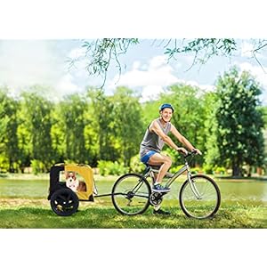   NicBex-Dog-Stroller-with-Folding-Frame-Reflectors-and-Safty-Flag-Bicycle-Trailer-for-Pets-Outdoor-Foldable-Dog-Trailer-Dog-Wagon-Yellow