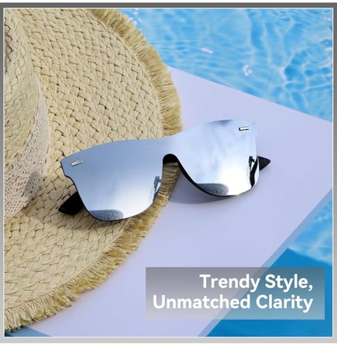 Image of UV400 Rimless One-Piece Lens Reflective Sun Glasses for Men & Women