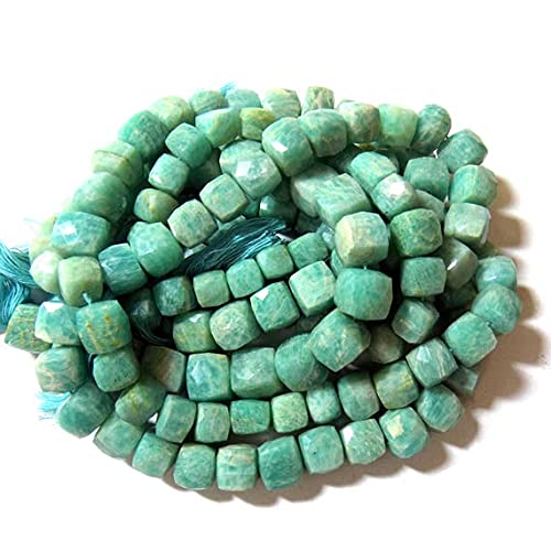 Perles en amazonite haut de gamme en taille carrée facettée pour joaillerie artisanale