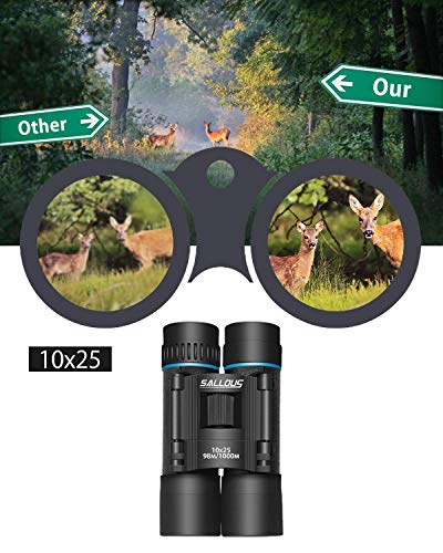SALLOUS 10x25 Compact Binoculars, Small Binoculars for Kids Adults, Lightweight Binoculars for Bird Watching, High Powered Folding Binoculars Opera Glasses for Hunting Travel Concerts Shows