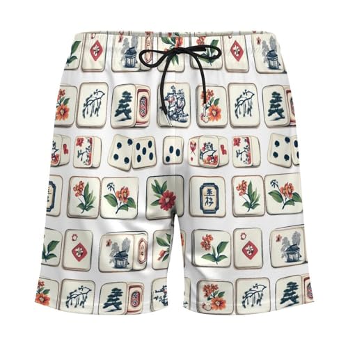 Chinese Mahjong Mens Swim Trunks with Quick-Drying Lining Beach Shorts for Outdoor Sports3