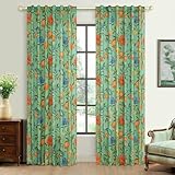 JOOJA Bird Floral Curtains 2 Panels 84 Inches Long Vintage Boho Patterned Green Whimsical Living Room Colorful Linen Blend Printed Window Curtains for Bedroom Kitchen