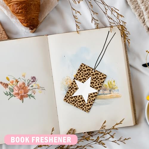 Image of Trendy Retro Cheetah Car Air Freshener 4Pcs, Trendy Funky Leopard Star Red Lucky 8 Ball Air Freshener for Car Interior Closet Drawer Books, Room Decor For Women CarMirror Decor Hanging