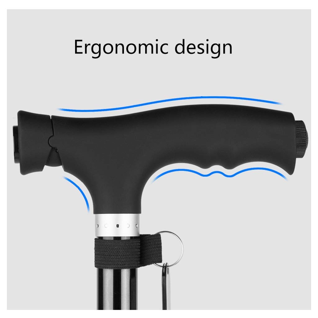 Bastón Plegable con luz LED, muleta de Viaje para aleación de Aluminio Ajustable, Ayuda para Caminar Flexible y Duradera, Fuerte, Ligero y Antideslizante Interesting