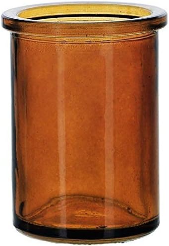 Bluecorn Beeswax 50% Recycled Glass Candle Holder (2¼-Inch Interior Diameter x 3¾-Inch Tall) (Dark Amber)
