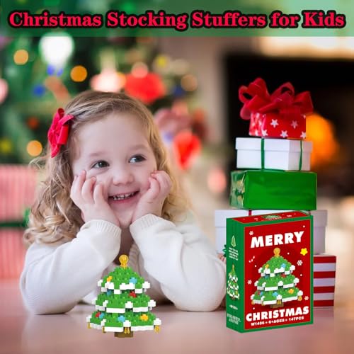 Image of Christmas Tree Building Micro Blocks Set Compatible with Lego Christmas Advent Calendar 2026 Stacking New Toys Holiday Present Box New Year Xmas Gifts for Kids and Adults (Christmas Tree)