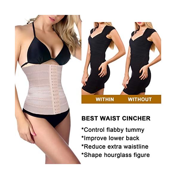 Nebility-Women-Waist-Trainer-Shapewear-Tummy-Control-Waist-Cincher-Slim-Body-Shaper-Workout-Girdle-Underbust-Corset Nebility Womens' Waist Trainer Tummy Control Waist Cincher Slim Body Shaper (Beige, M)