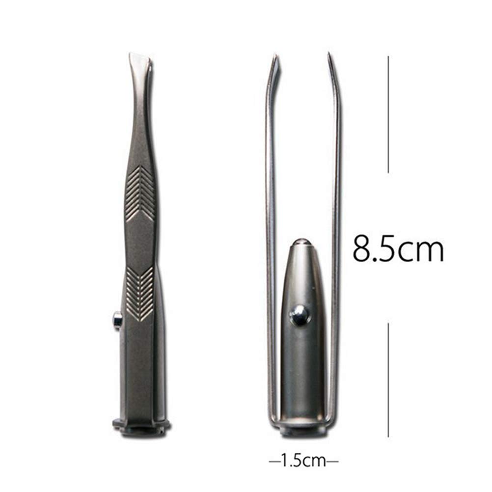 Pinzas de maquillaje de acero inoxidable con luz LED creativa, para cejas, pestañas y cejas, durabilidad y practicidad, belleza y cuidado personal (8,8 x 0,8 x 1,6 cm)