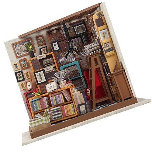 Zerone DIY Buchladen Modell, Miniatur Puppenhaus Stereoskopisches Form-Set DIY Buchladen Modell handgefertigte… – Bild 5