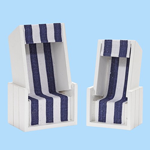 Deko-Strandkorb, ca. 12 x 7 x 4,5 cm Blau/Weiß