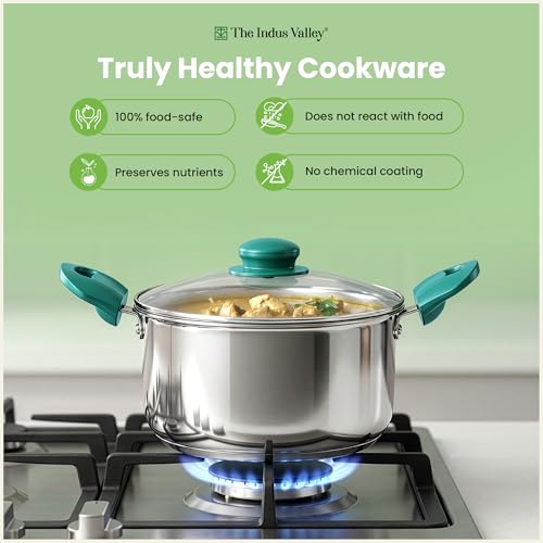 Image of The Indus Valley Stainless Steel Impact Bonded Casserole 2.7 litres | 3-Layer Thick Bottom| Healthy & Toxin-Free | Fast& Even Heating | Stay-Cool Handle | Induction Friendly| Easy to Clean