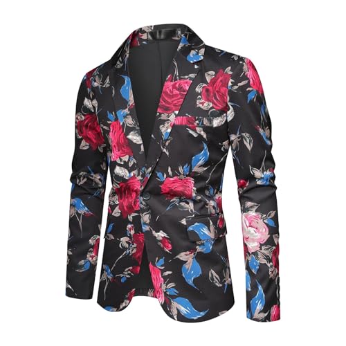 Cloudstyle Mens Suit Jacket Floral Printed Two Button Casual Blazer Sports Coat