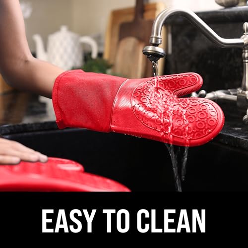 Extra-Long-Professional-Silicone-Oven-Mitt-Oven-Mitts-with-Quilted-Liner-Heat-Resistant-Pot-Holders-Flexible-Oven-Gloves-1-Pair-Canyon-Red-137-inch Extra Long Professional Silicone Oven Mitt Oven Mitts with Quilted Liner Heat Resistant Pot Holders Flexible Oven Gloves 1 Pair Canyon Red 137 inch