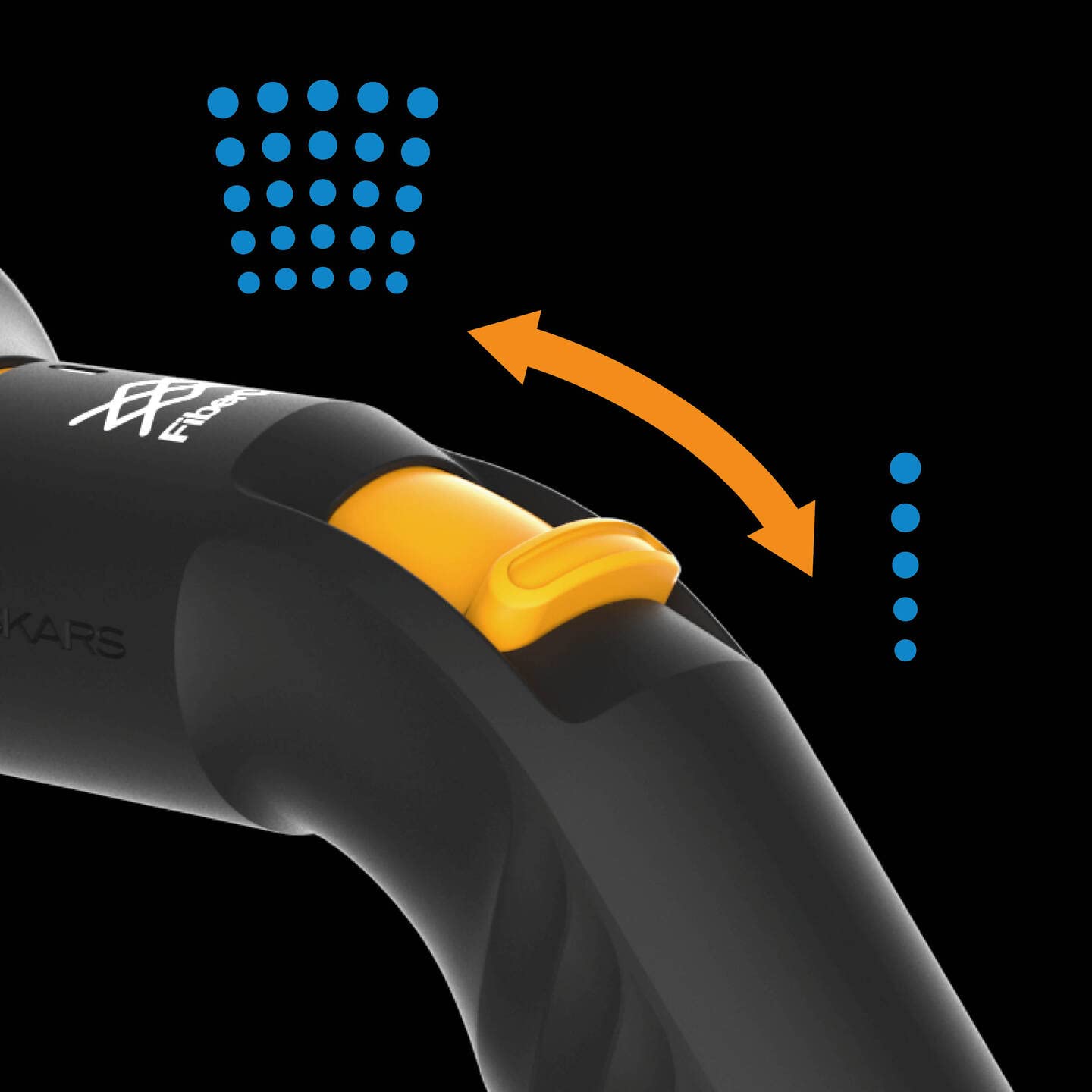 Fiskars Pistola con Prolunga 3 Funzioni, Testina Rotante SoftGrip, Controllo del Flusso, Misura Universale, Altezza: 74 cm, 442 g, Nero/Arancione, 1052186 | Controllo del Flusso, Misura Universale, Altezza: 74 cm, 442 g, Nero/Arancione, 1052186