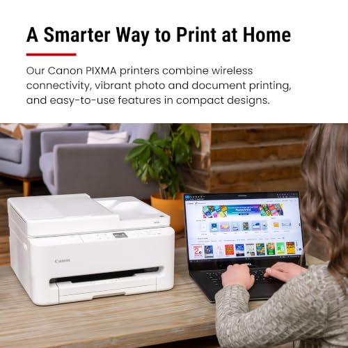 Image of Canon PIXMA TR7120 Wireless Color Inkjet Printer, Duplex Printing, White - Home Printer with Copier /Scanner, Auto Document Feeder, Compact Design, Intuitive Control Panel