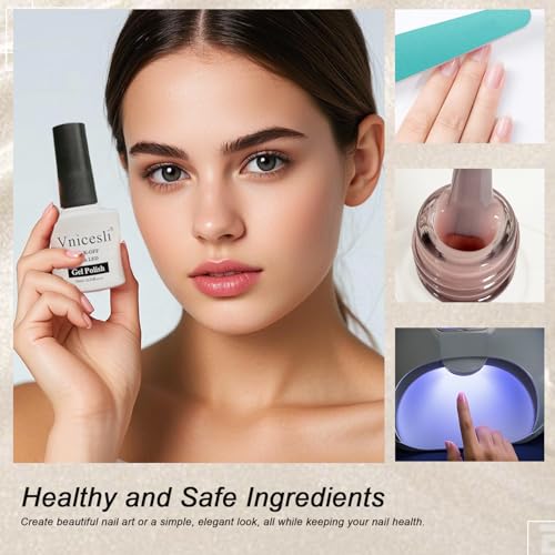 Vnicesli 4 Colori Smalto Semipermanente Bianco Latte Rosa Nude Lattiginoso, Kit Smalto Semipermanente Unghie Colori in UV LED Trasparente Smalti Semipermanenti Per Unghie French Gel Unghie