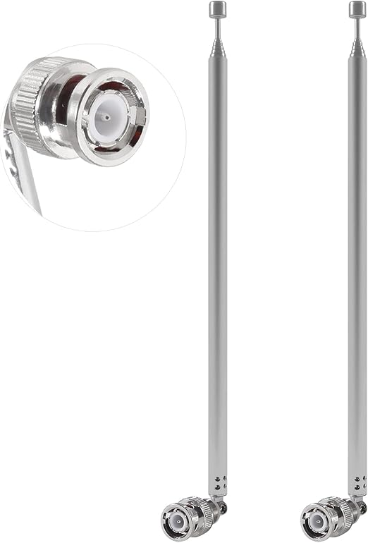 2pcs Police Radio Scanner Antenna - BNC Male 7-Section Telescopic 20-1300MHz for Two Way Radio