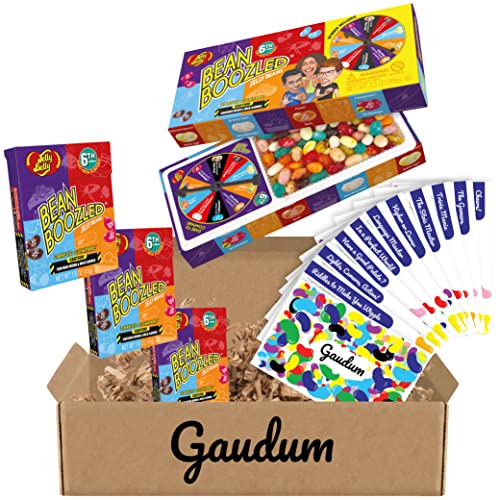 Jelly Belly Bean Boozled Game 6th Edition + 3 Beanboozled Refills + 10 Gaudum Jelly Beans Game Cards and Gift Box | Adult Version Jelly Belly Bean Boozled Game 6th Edition + 3 Beanboozled Refills + 10 Gaudum Jelly Beans Game Cards and Gift Box | Adult Version