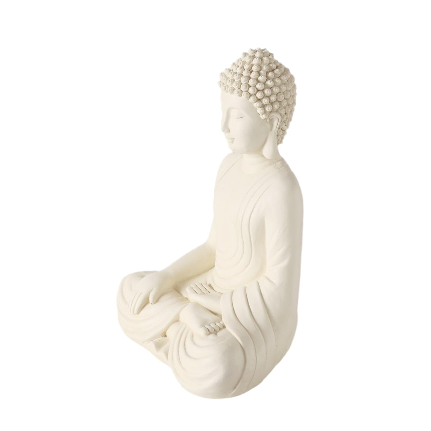 MF Buddha-Figur Serenity, Cremeweiß, 30 cm, Kunstharz, handgefertigt