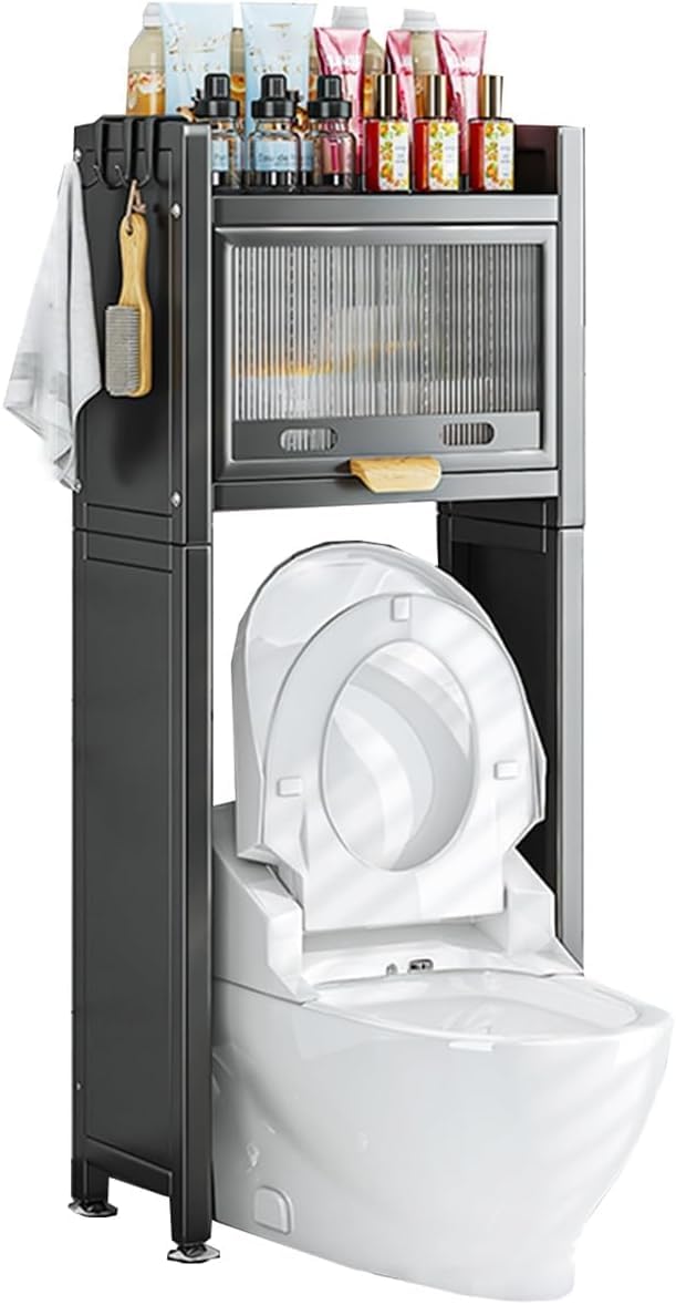Dratal Over The Toilet Storage Over Toilet Rack for Bathroom Freestanding Above Toilet Storage Cabinet with 2-Tier Over Toilet Storage Cabinet Bathroom, Restroom, Laundry (DT-03)