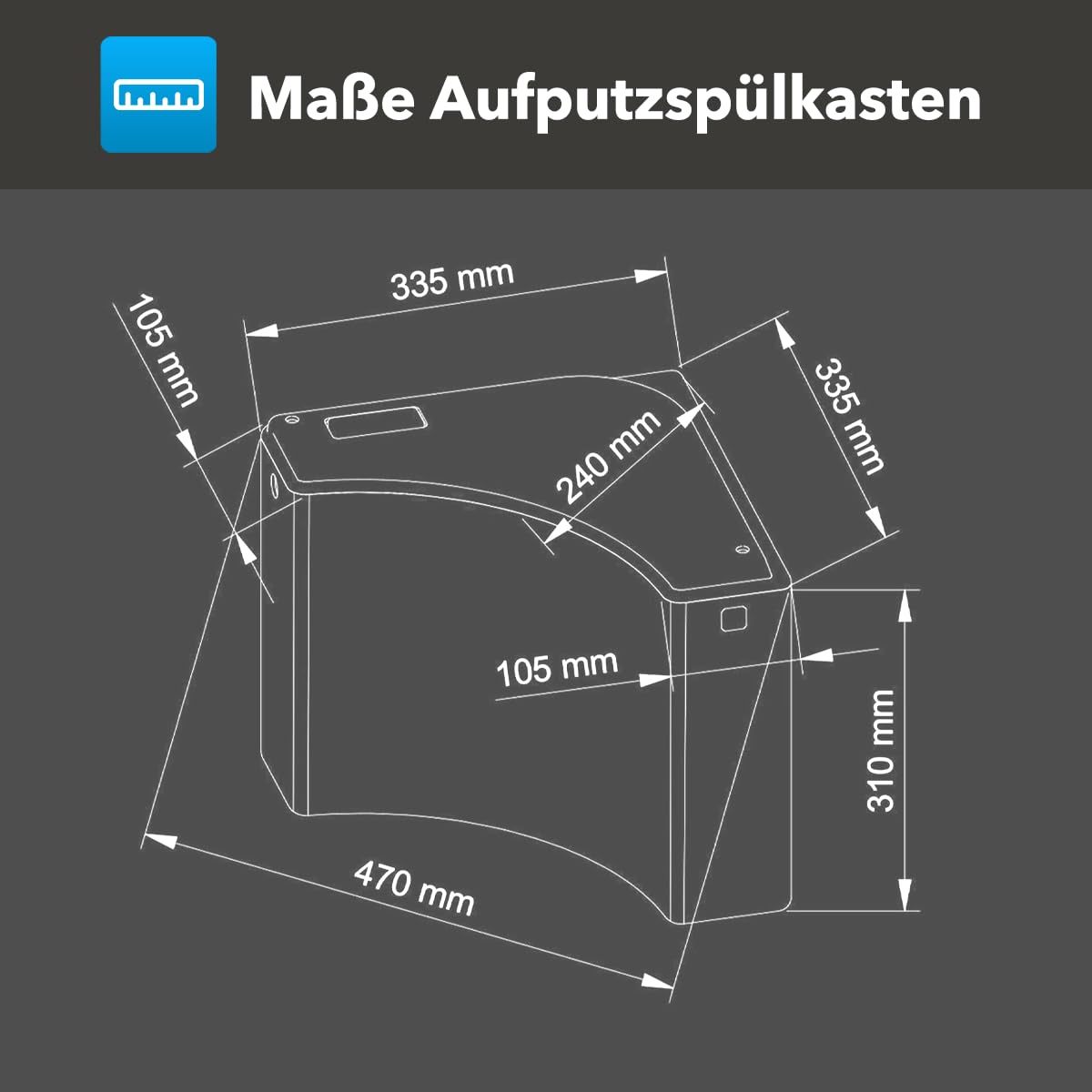Belvit Eck-Aufputzspülkasten 9 L, Weiß