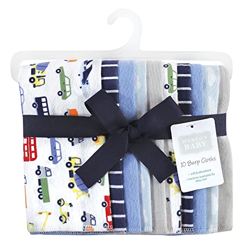 Image of Hudson Baby Unisex Baby Cotton Flannel Burp Cloths, Colorful Transportation, One Size