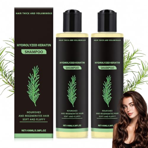 Rosmarin Shampoo, Rosmarin Haarwuchs Shampoo für Frauen und Männer, Rosemary Hydrolysiertes Keratin Shampoos für Haarausfall, Feines Haar, Mild Haarwachstum Shampo o für alle Haartypen (100ml*2)