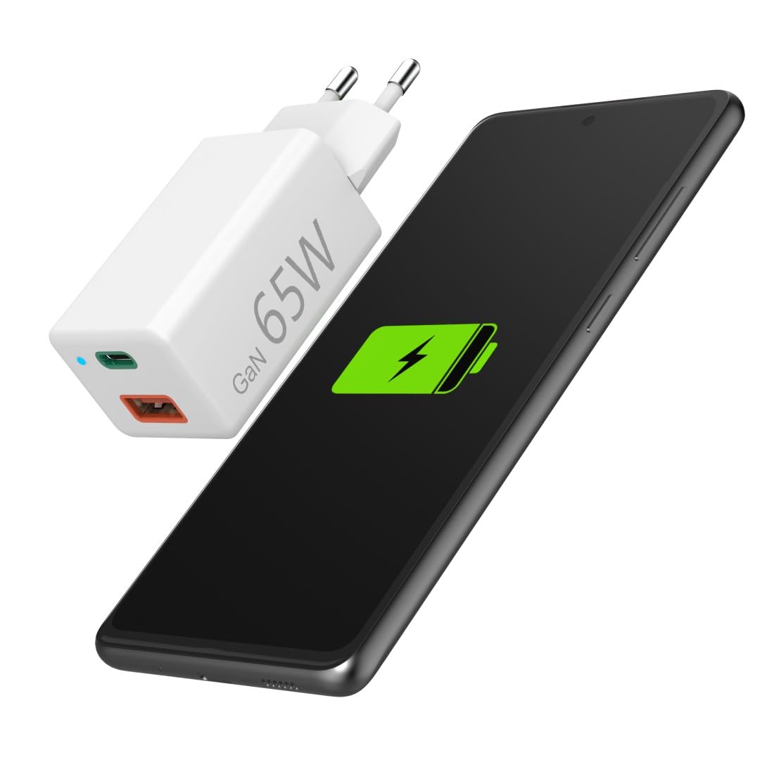 Hama Caricatore USB-C da 65 W (alimentatore di rete a 2 porte USB C + USB A, caricatore rapido con Quick Charge 3.0 e Power Delivery, caricatore USB con tecnologia GaN, caricatore universale per