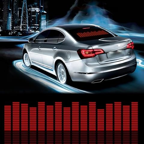 Sound Music Beat Activated Car Stickers Equalizer Glow Red LED Light Audio Voice Rhythm Lamp(90cm X 25cm) Cover