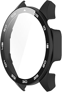 NovStrap Huawei Watch GT4 46mm ile Uyumlu Ekran Koruyucu Temperli Cam Kasa Koruyucu Sayısal Kadranlı SİYAH