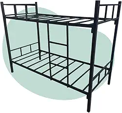 Beliche Solteiro de Aço Reforçado, Preto, Estrutura 0.9mm com Grade de Proteção, Escada Acoplável, 194x90x150cm, Suporta 300kg