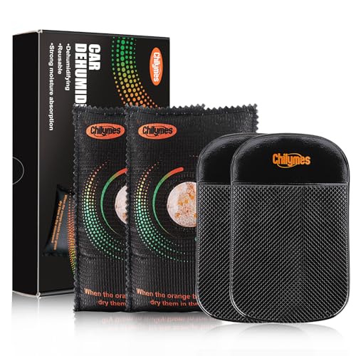 Bolsa deshumidificadora para coche, absorbedor de humedad con indicador visual y base antideslizante, sílice gel reutilizable para auto, armario, cajón y hogar (2 * 300g)