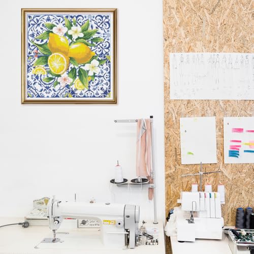 Image of FREEBLOSS 11CT Lemon Stamped Cross Stitch Kits Embroidery Kits with Instruction Cross Stitch Wall Hanging Kit for Needlepoint Adults Wall Art Decoration 18x18in /45x45cm