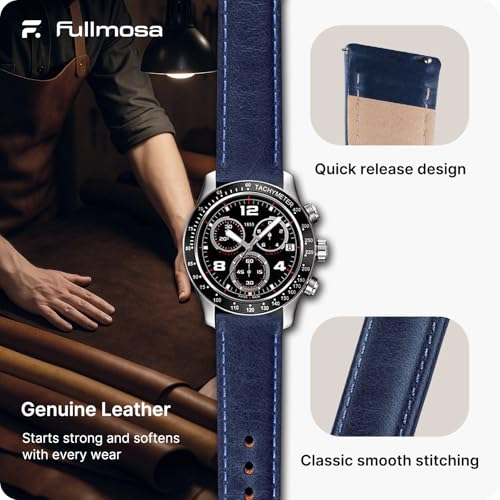 Image of Fullmosa Watch Band, Quick Release Leather Watch Strap Compatible with Samsung Galaxy Garmin for Men Women, Replacement Bands Width 12mm 14mm 16mm 18mm 19mm 20mm 21mm 22mm 24mm