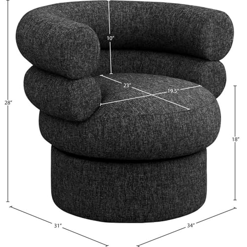 Sillón Plegable Negro Tela Texturizada Lino miniatura 3